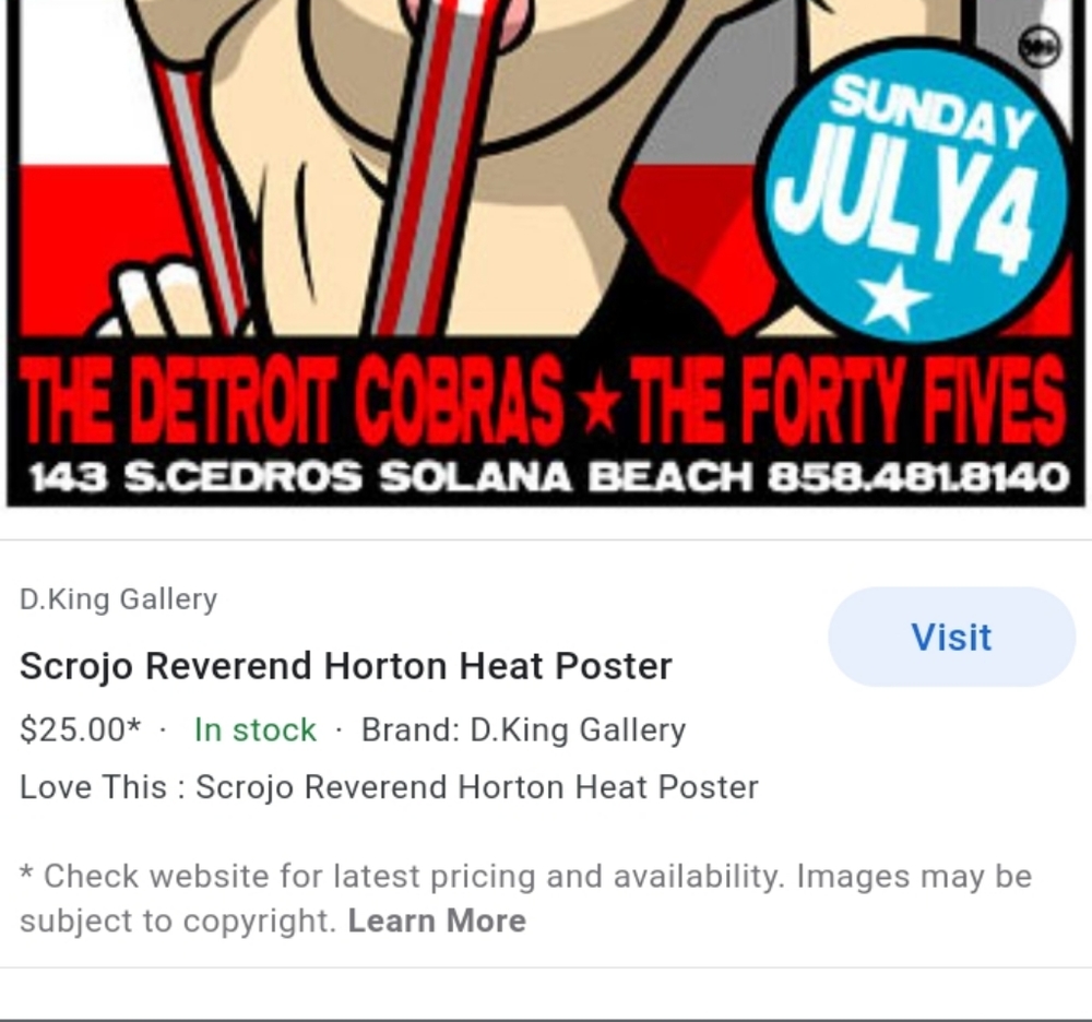Reverend Horton Heat Gig Poster T-Shirt - Picture 4 of 7